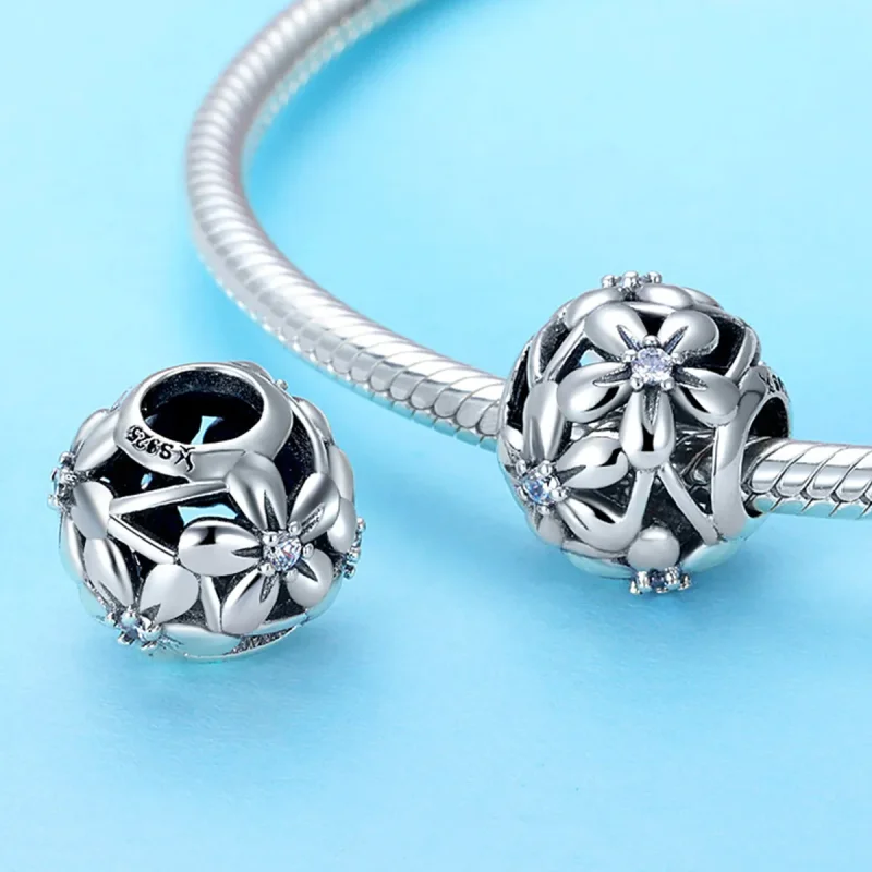 (image for) Pandora Style Silver Charm, Flower Shape - SCC729 - View 2
