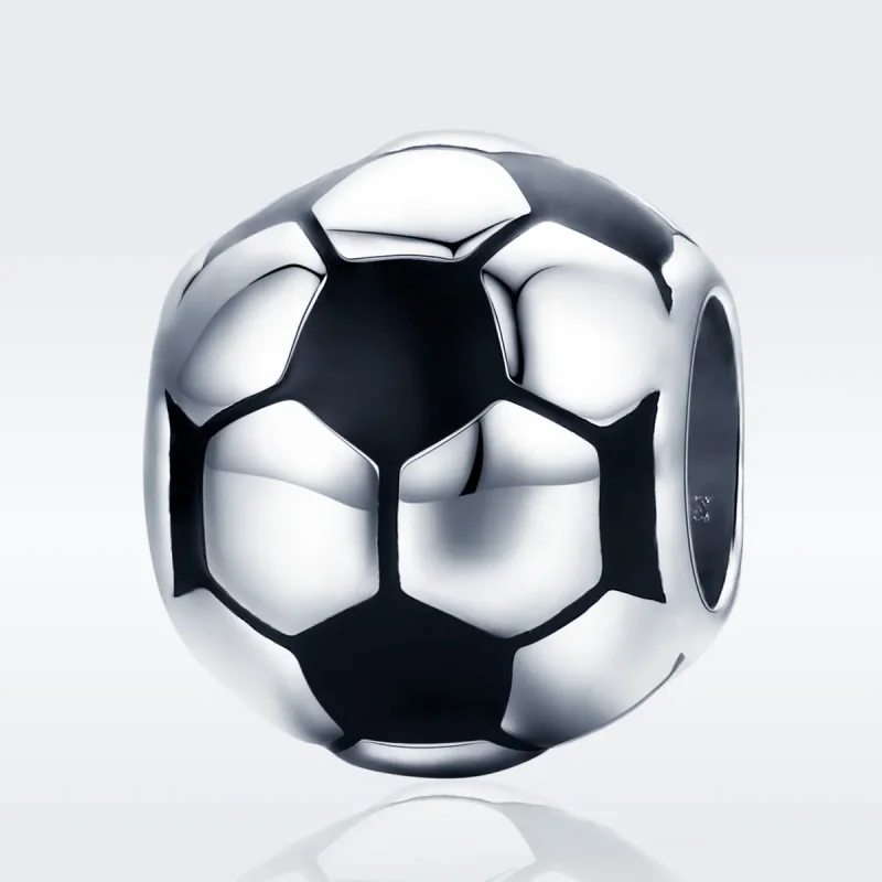 (image for) Pandora Style Silver Charm, Football Passion, Black Enamel - SCC666 - View 2