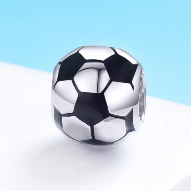 (image for) Pandora Style Silver Charm, Football Passion, Black Enamel - SCC666 - View 3