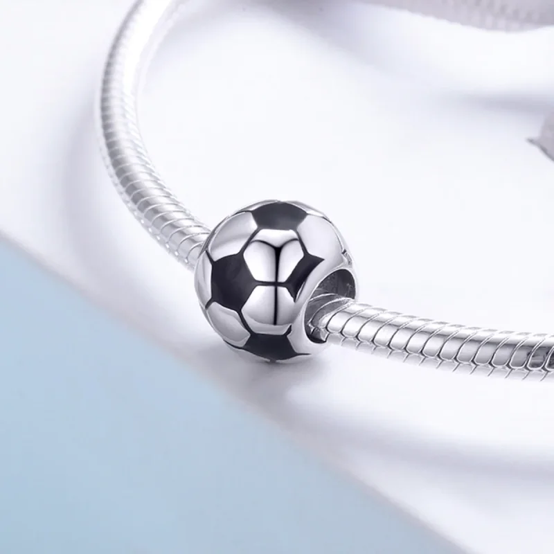 (image for) Pandora Style Silver Charm, Football Passion, Black Enamel - SCC666 - View 4