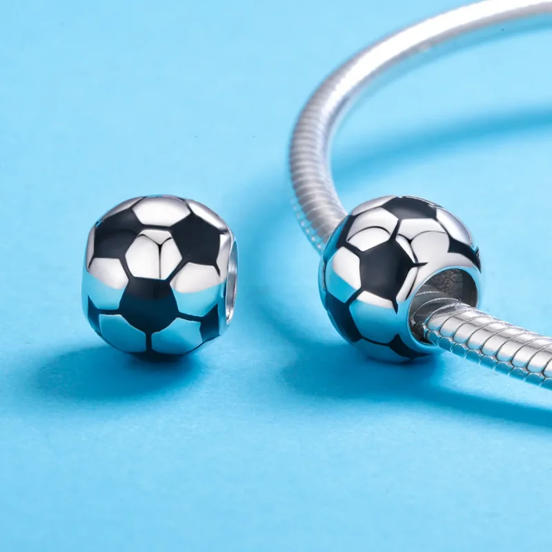 (image for) Pandora Style Silver Charm, Football Passion, Black Enamel - SCC666 - View 5