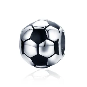 (image for) Pandora Style Silver Charm, Football Passion, Black Enamel - SCC666