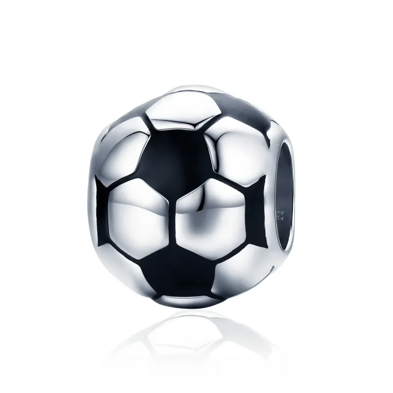 (image for) Pandora Style Silver Charm, Football Passion, Black Enamel - SCC666 - Product Image