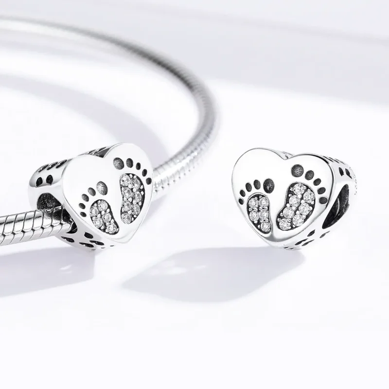 (image for) Pandora Style Silver Charm, Footprints - SCC1395 - View 3