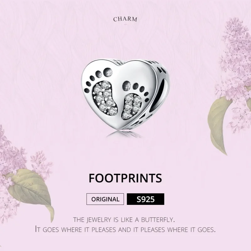 (image for) Pandora Style Silver Charm, Footprints - SCC1395 - View 5