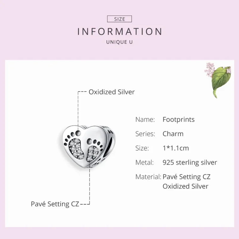 (image for) Pandora Style Silver Charm, Footprints - SCC1395 - View 6