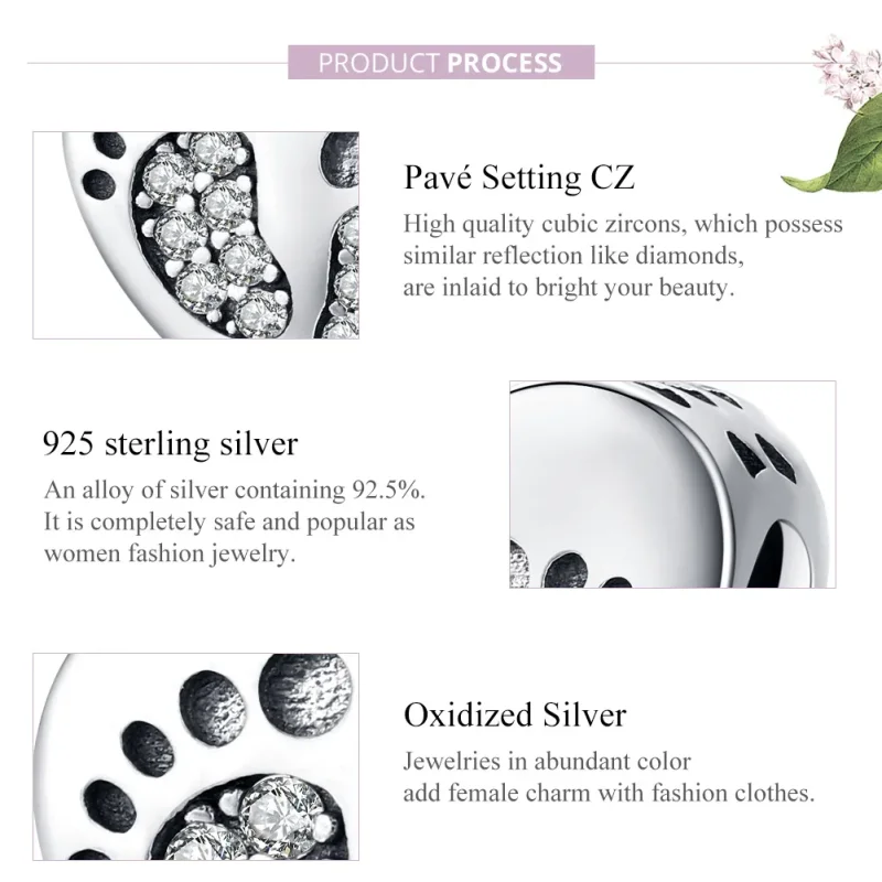 (image for) Pandora Style Silver Charm, Footprints - SCC1395 - View 7