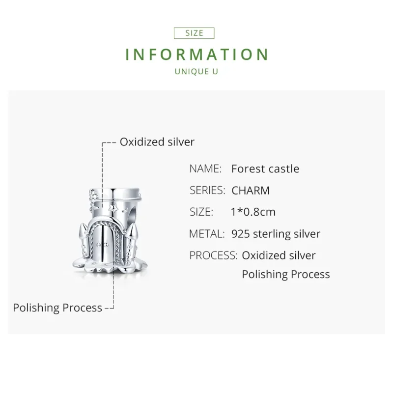 (image for) Pandora Style Silver Charm, Forest Castle - SCC1866 - View 7