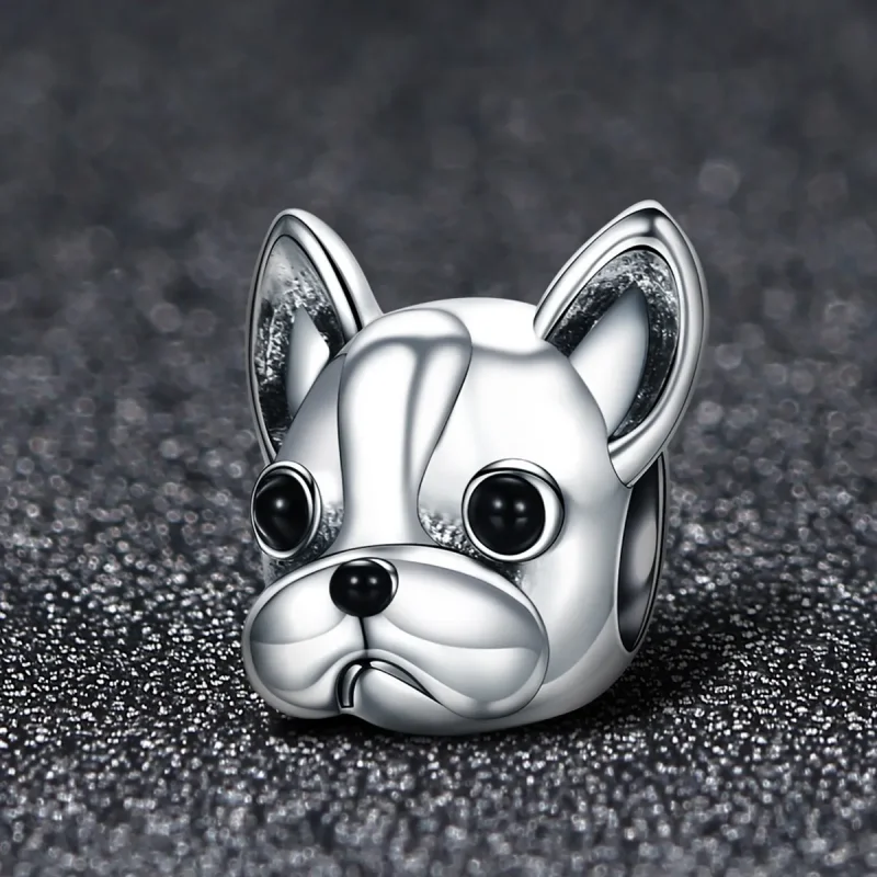 (image for) Pandora Style Silver Charm, French Bulldog, Black Enamel - SCC315 - View 2