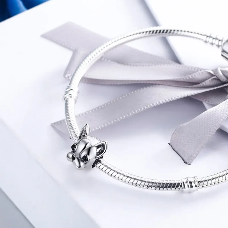 (image for) Pandora Style Silver Charm, French Bulldog, Black Enamel - SCC315 - View 4