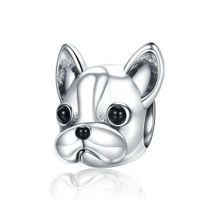 (image for) Pandora Style Silver Charm, French Bulldog, Black Enamel - SCC315