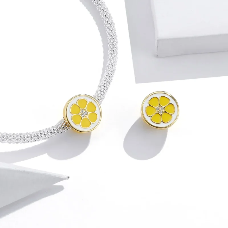 (image for) Pandora Style Silver Charm, Fresh Lemon, Orange Enamel - SCC1590 - View 3