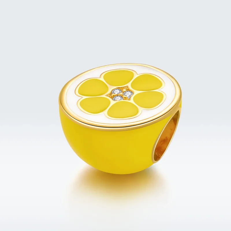 (image for) Pandora Style Silver Charm, Fresh Lemon, Orange Enamel - SCC1590 - View 5