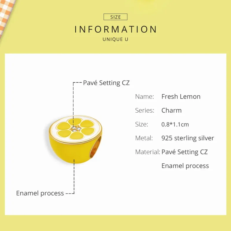 (image for) Pandora Style Silver Charm, Fresh Lemon, Orange Enamel - SCC1590 - View 6