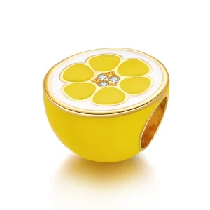 (image for) Pandora Style Silver Charm, Fresh Lemon, Orange Enamel - SCC1590