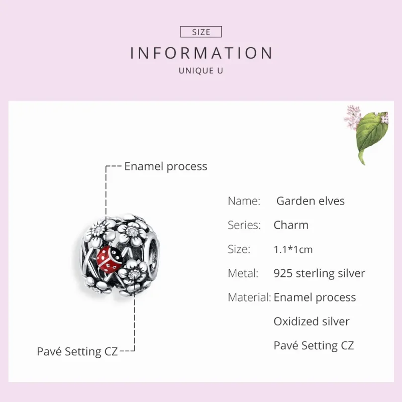 (image for) Pandora Style Silver Charm, Garden Elves, Red Enamel - SCC1641 - View 7