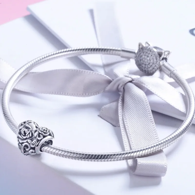 (image for) Pandora Style Silver Charm, Gentle Rose - SCC790 - View 4