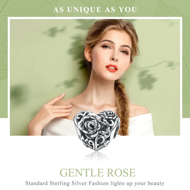 (image for) Pandora Style Silver Charm, Gentle Rose - SCC790 - View 6
