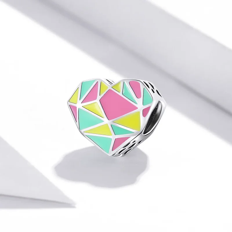 (image for) Pandora Style Silver Charm, Geometric Patterns, Multicolor Enamel - SCC1761 - View 2