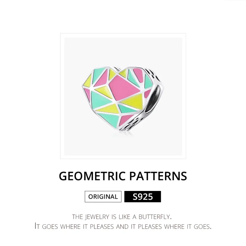 (image for) Pandora Style Silver Charm, Geometric Patterns, Multicolor Enamel - SCC1761 - View 6