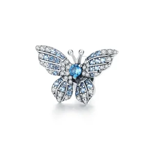 (image for) Pandora Style Silver Charm, Glitter Butterfly - BSC061