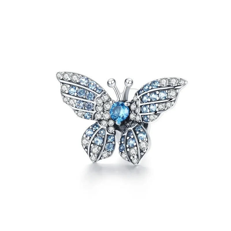 (image for) Pandora Style Silver Charm, Glitter Butterfly - BSC061 - Product Image