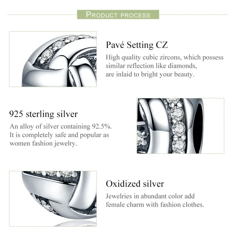(image for) Pandora Style Silver Charm, Glittering Complex - SCC302 - View 6