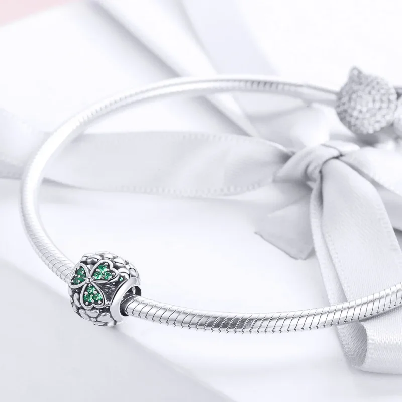 (image for) Pandora Style Silver Charm, Green Clover - SCC964 - View 3