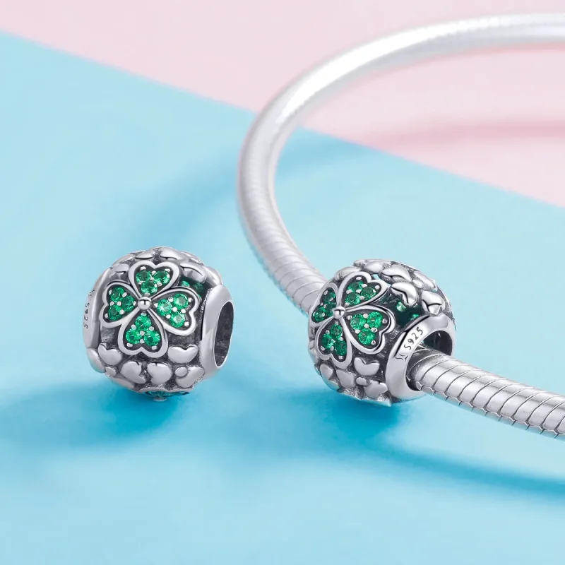(image for) Pandora Style Silver Charm, Green Clover - SCC964 - View 4