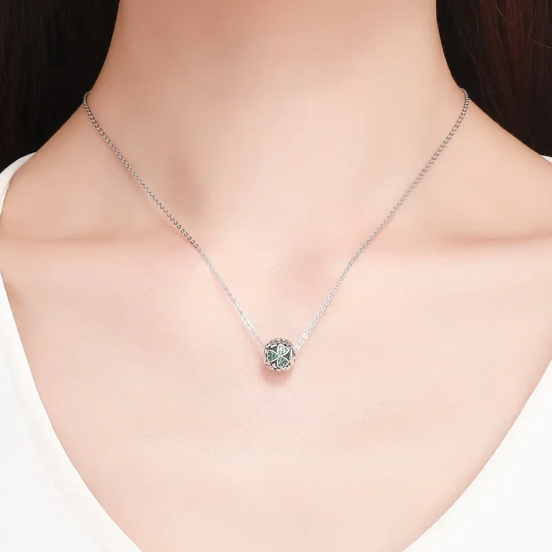 (image for) Pandora Style Silver Charm, Green Clover - SCC964 - View 5