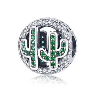(image for) Pandora Style Silver Charm, Green Vibrant Cactus - SCC918