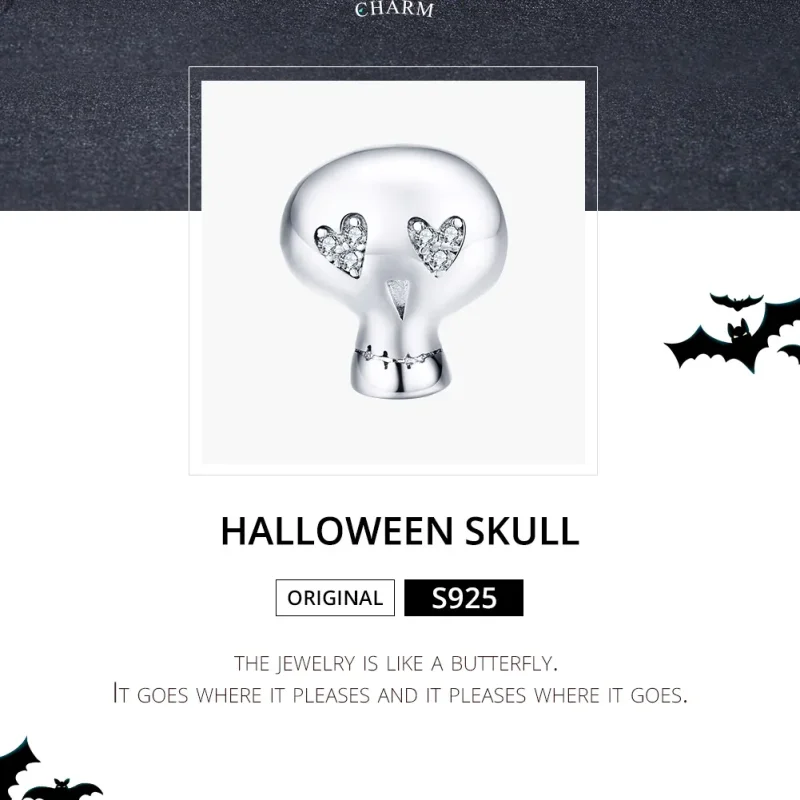 (image for) Pandora Style Silver Charm, Halloween Skull - SCC1362 - View 5