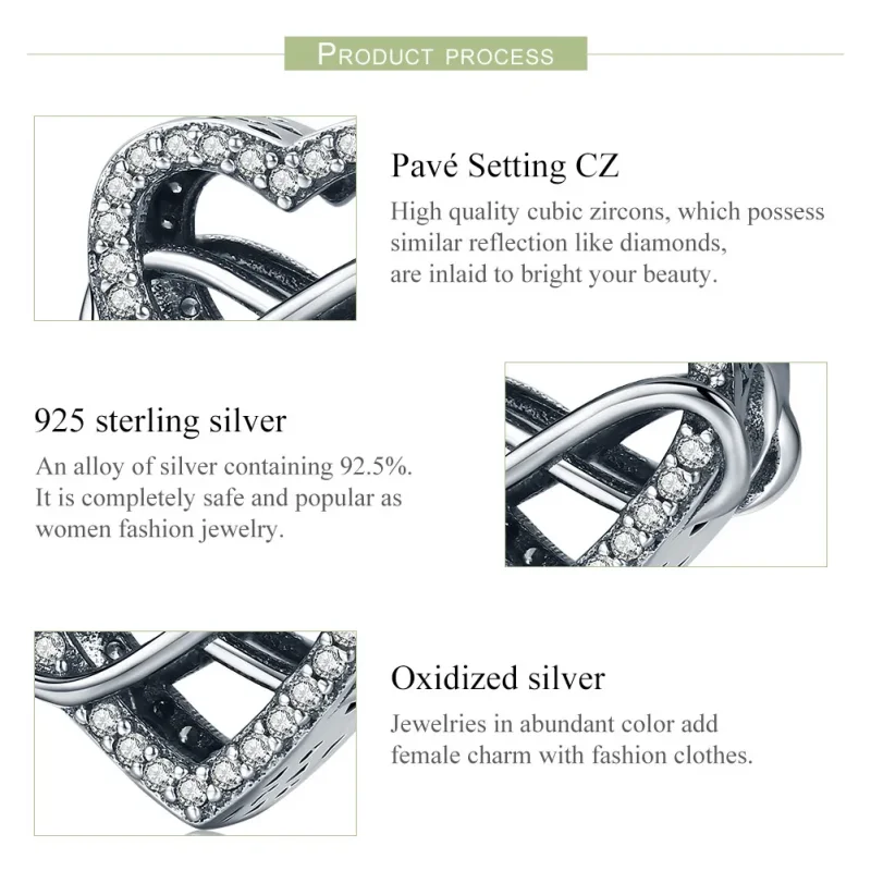 (image for) Pandora Style Silver Charm, Heart Shape - SCC432 - View 7