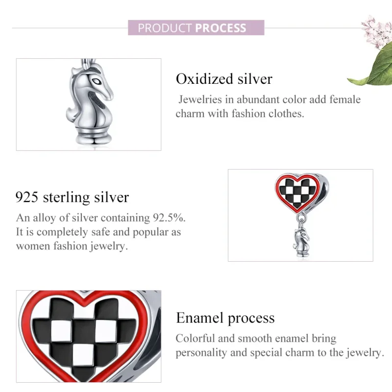 (image for) Pandora Style Silver Charm, Heart-Shaped Board, Multicolor Enamel - SCC1833 - View 8
