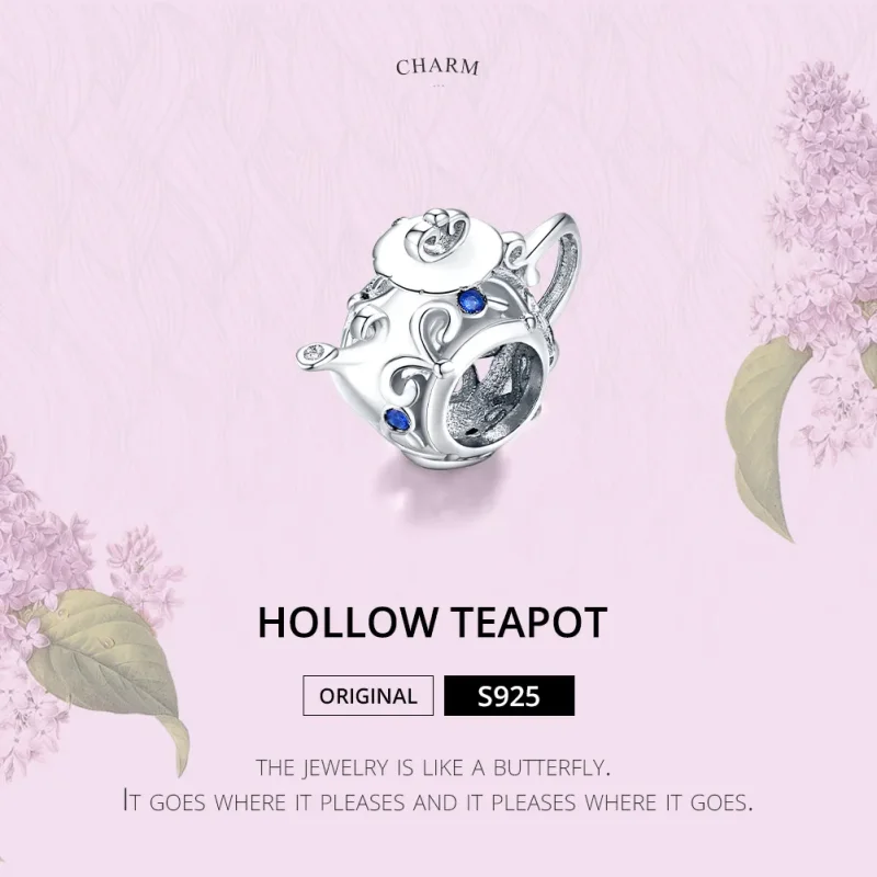 (image for) Pandora Style Silver Charm, Hollow Teapot - BSC274 - View 6