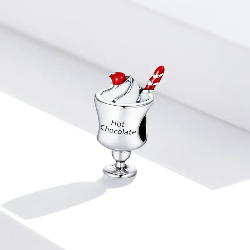 (image for) Pandora Style Silver Charm, Hot Chocolate, Red Enamel - SCC1495 - View 2