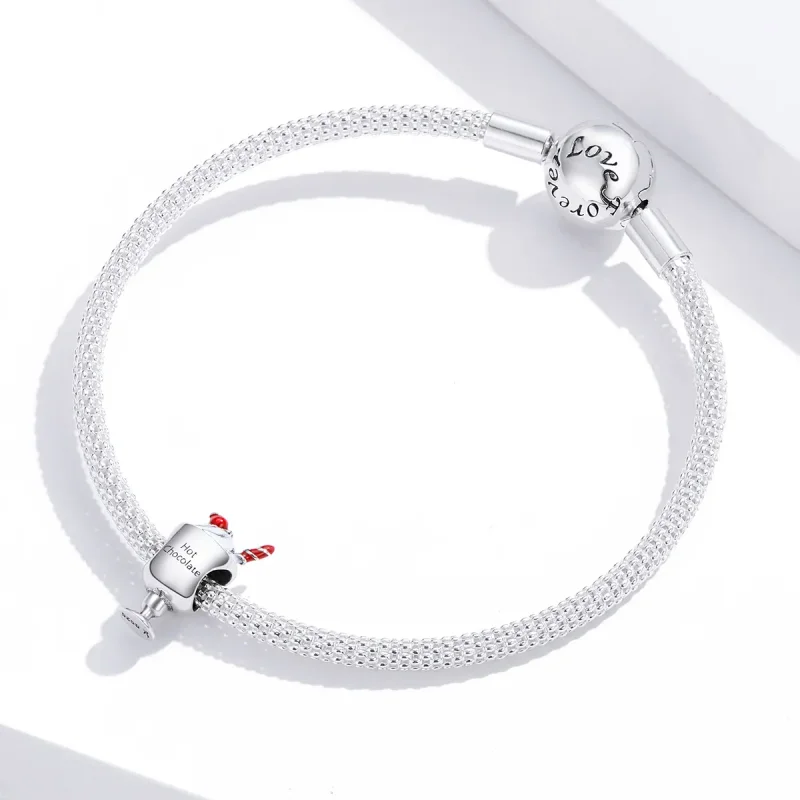 (image for) Pandora Style Silver Charm, Hot Chocolate, Red Enamel - SCC1495 - View 3