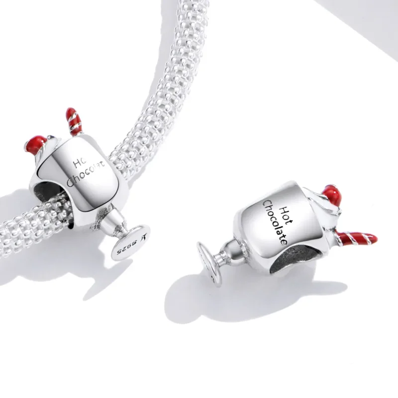 (image for) Pandora Style Silver Charm, Hot Chocolate, Red Enamel - SCC1495 - View 4