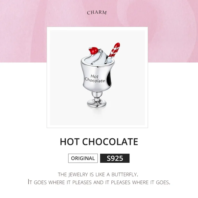 (image for) Pandora Style Silver Charm, Hot Chocolate, Red Enamel - SCC1495 - View 6