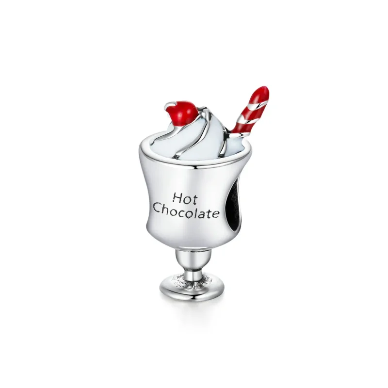 (image for) Pandora Style Silver Charm, Hot Chocolate, Red Enamel - SCC1495 - Product Image