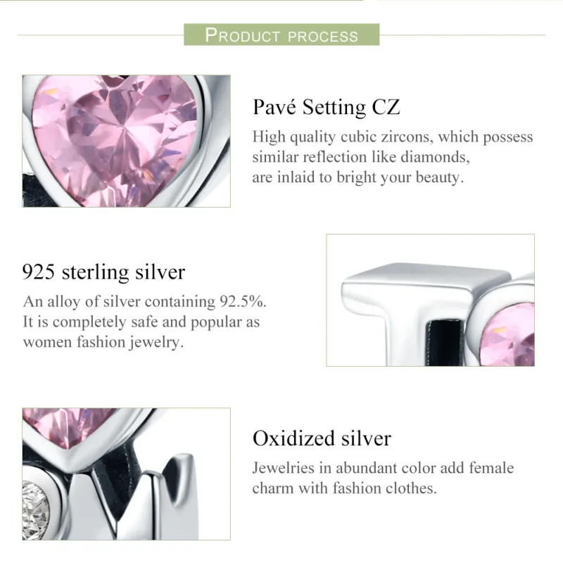 (image for) Pandora Style Silver Charm, I Love Mom - SCC579 - View 8