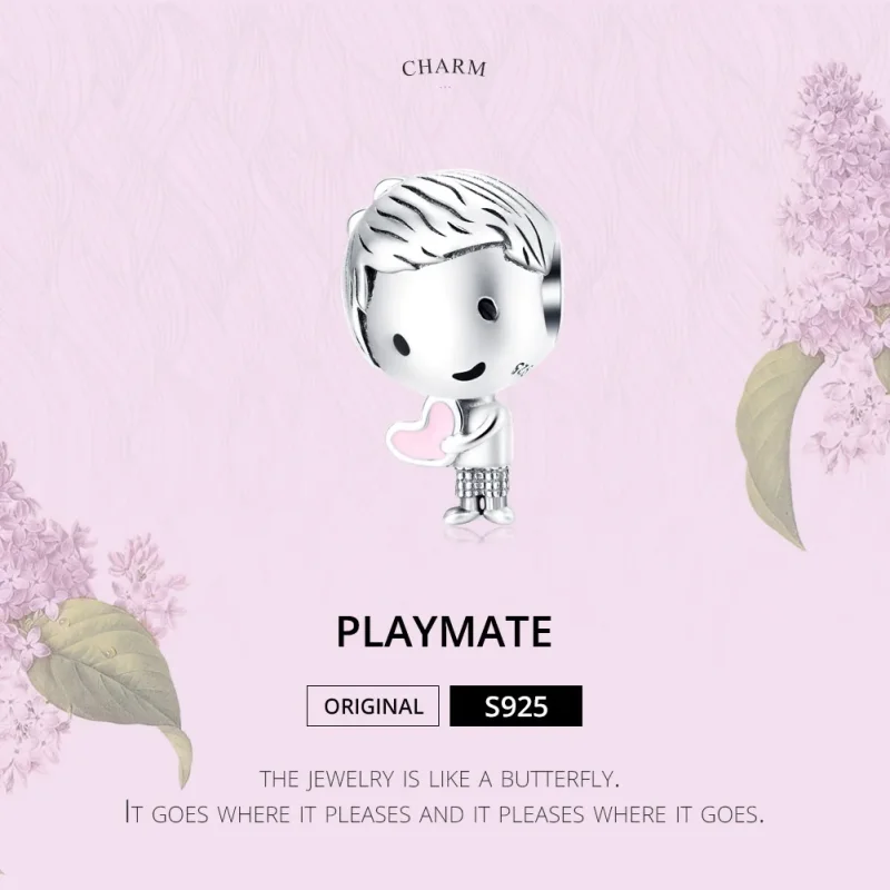 (image for) Pandora Style Silver Charm, Its A Boy, Pink Enamel - SCC1334 - View 6