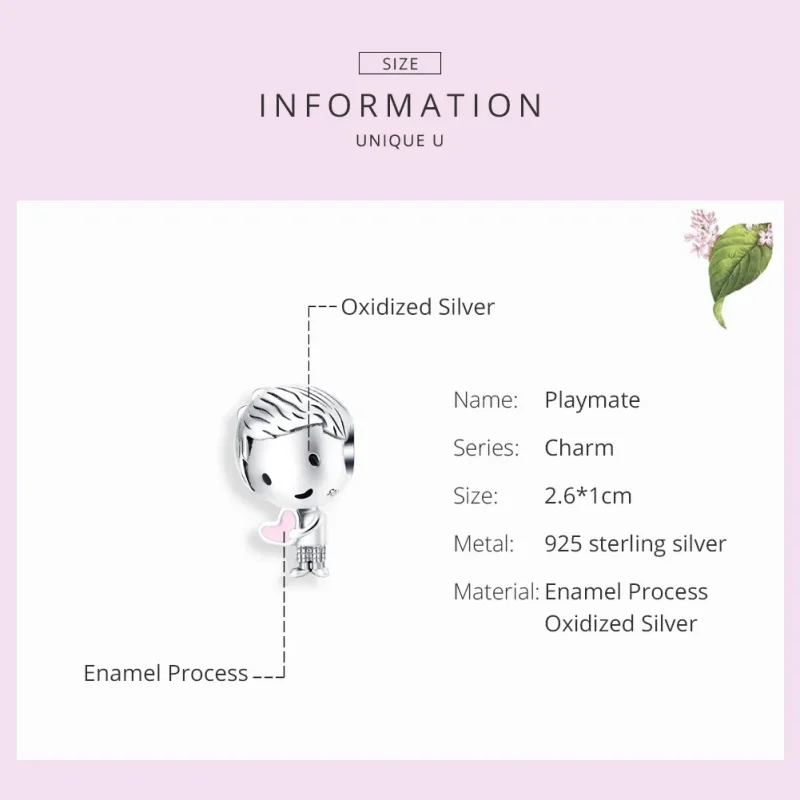 (image for) Pandora Style Silver Charm, Its A Boy, Pink Enamel - SCC1334 - View 7