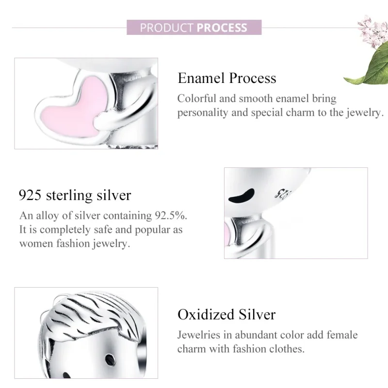 (image for) Pandora Style Silver Charm, Its A Boy, Pink Enamel - SCC1334 - View 8