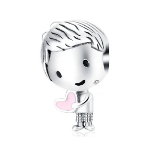 (image for) Pandora Style Silver Charm, Its A Boy, Pink Enamel - SCC1334