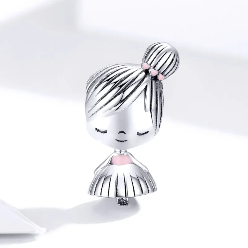 (image for) Pandora Style Silver Charm, Its A Girl, Pink Enamel - SCC1335 - View 2