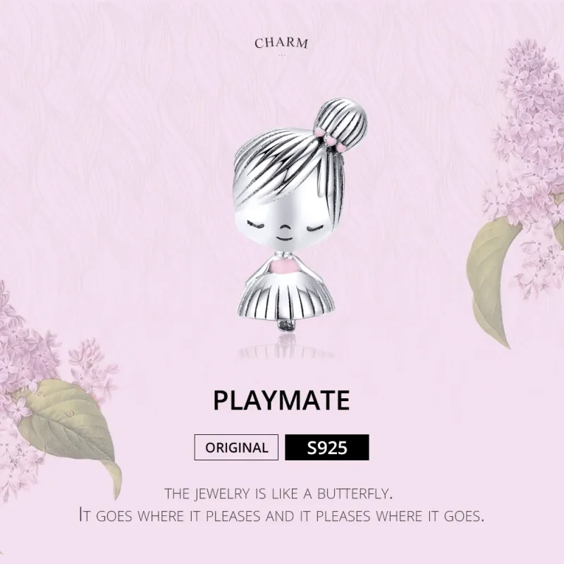 (image for) Pandora Style Silver Charm, Its A Girl, Pink Enamel - SCC1335 - View 6