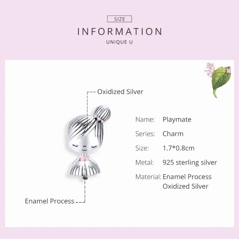 (image for) Pandora Style Silver Charm, Its A Girl, Pink Enamel - SCC1335 - View 7