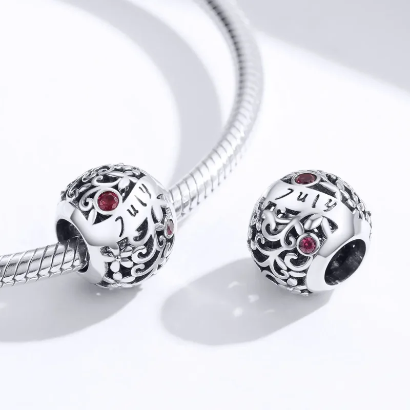 (image for) Pandora Style Silver Charm, July Garnet Birthstone - SCC1385-7 - View 2