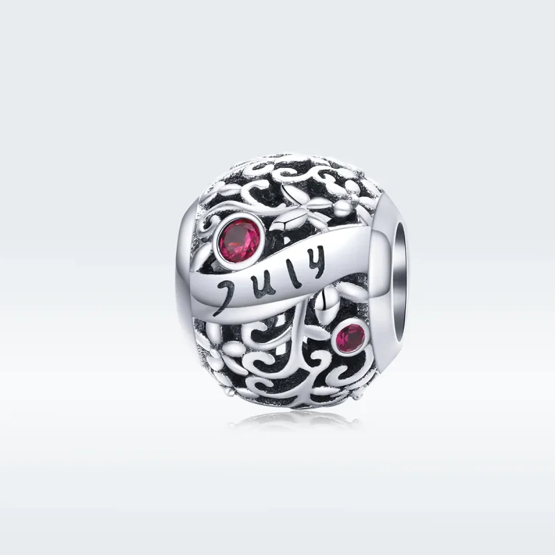 (image for) Pandora Style Silver Charm, July Garnet Birthstone - SCC1385-7 - View 5